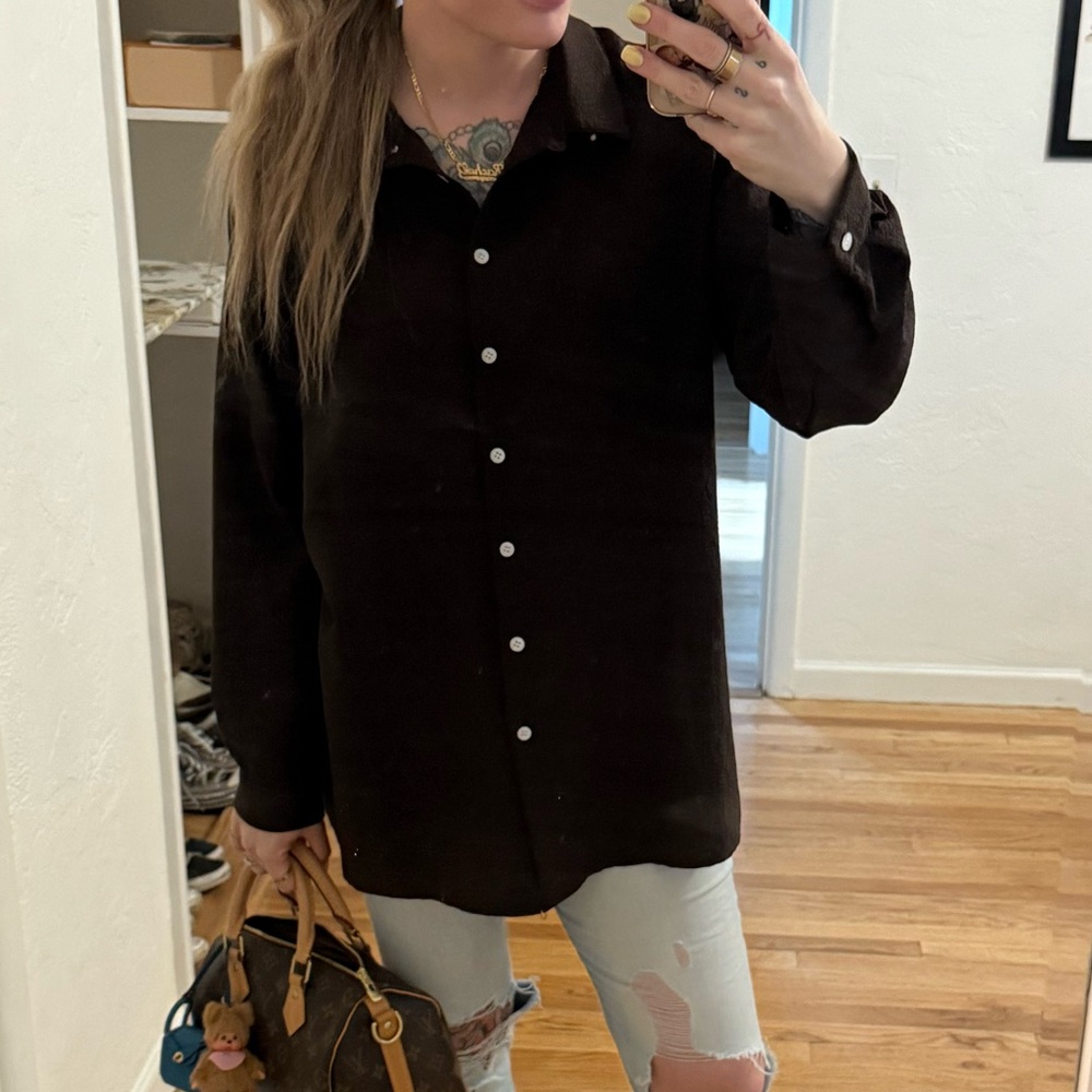 Brown Button-Up Shirt